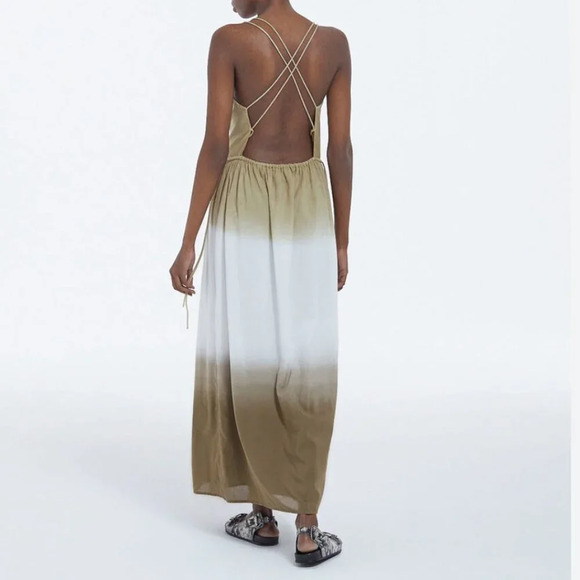 NWT The Kooples ombre khaki maxi dress with knot back - Picture 2 of 12